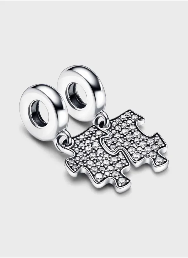 Sterling Silver Cubic Zirconia Puzzle Charm Pendant – image 3