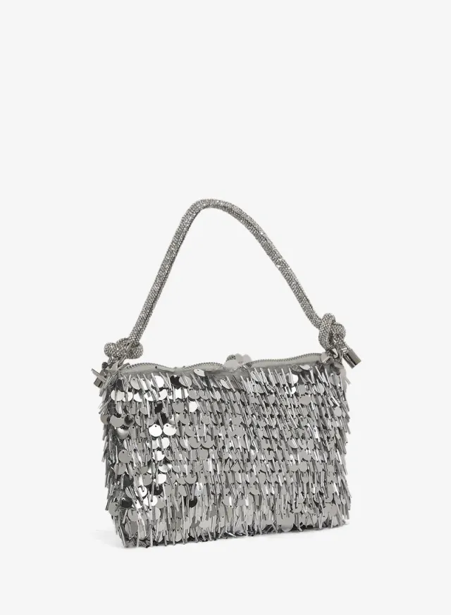 Sequin Handle Mini Bag Silver – image 2