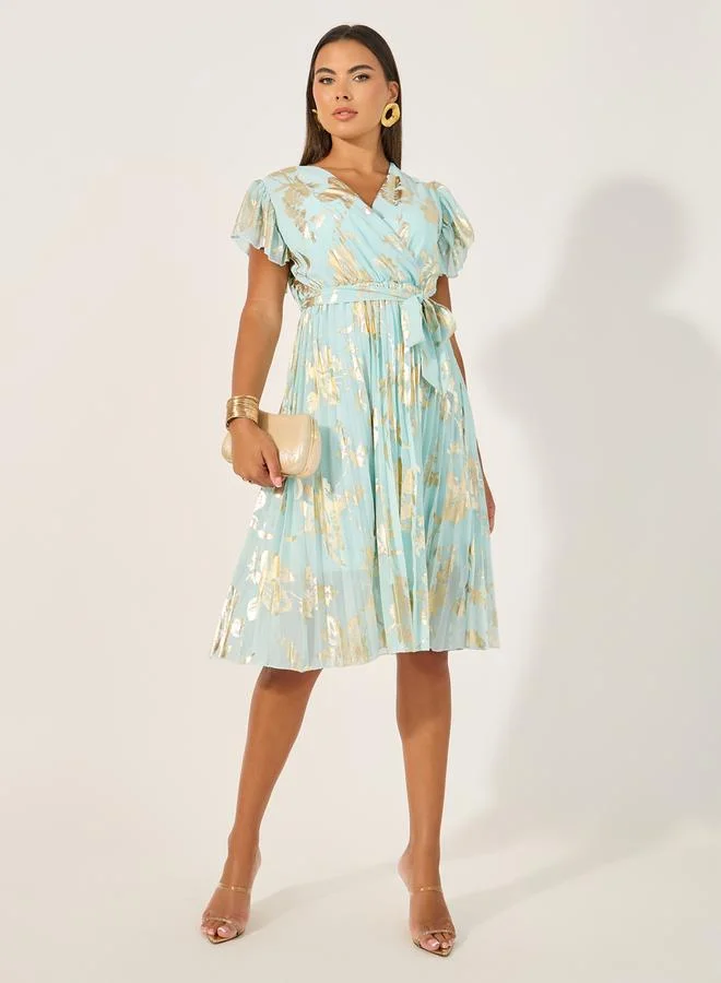 Floral Print Dress Light Blue