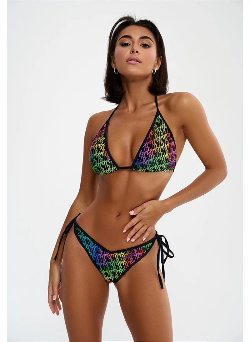 Bona Fide Women's Halter Triangle Bikini Set Dark Magenta