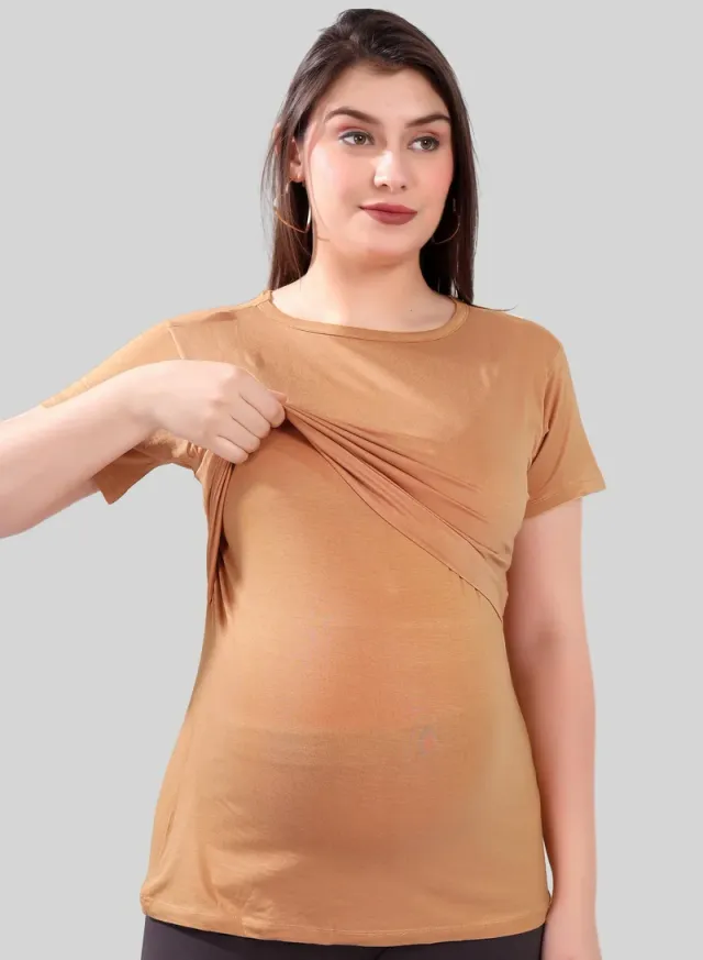 Maternity & Nursing Double-Layered Round Neck T-Shirts, 2-Pack – image 3
