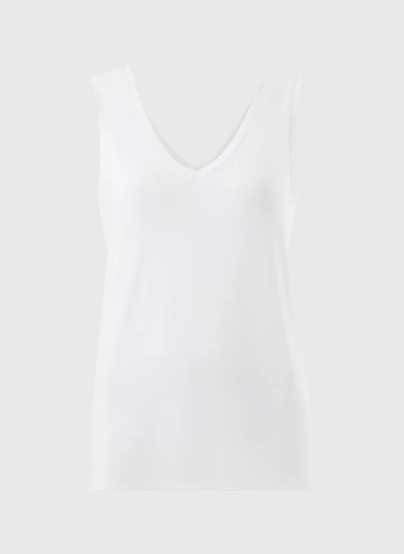 V-Neck Vest Top White