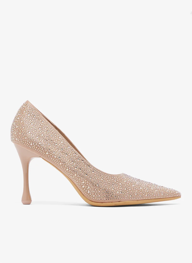Rhinestone Mid Heel Pumps