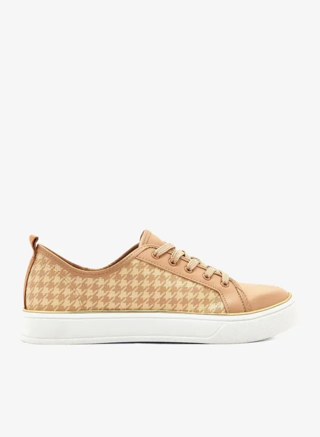 Women's Comfort Lace-Up Sneakers Beige