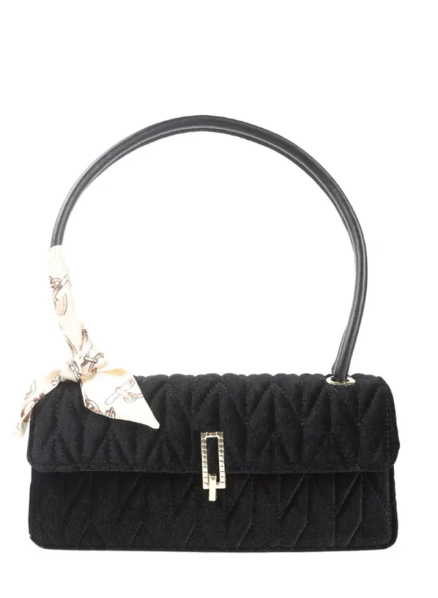 Quilted Velvet Baguette Black
