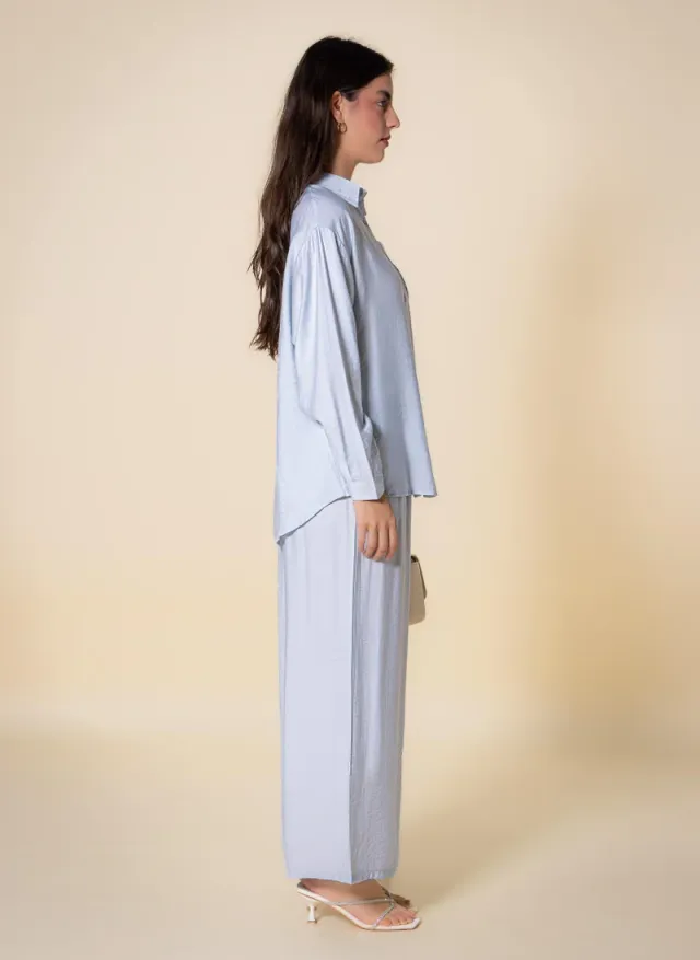 Women's Cotton Blend Collared Long-Sleeve Shirt and Pants Set – image 5