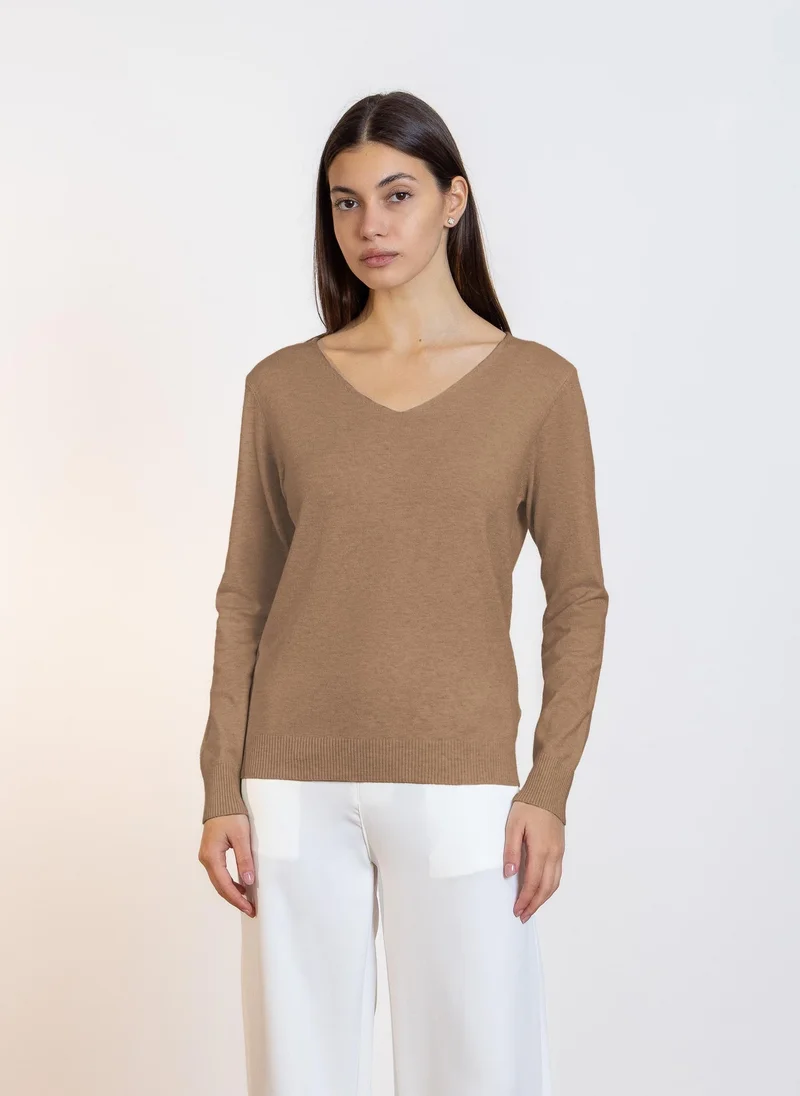 Plain Knit Jumper Pale Taupe