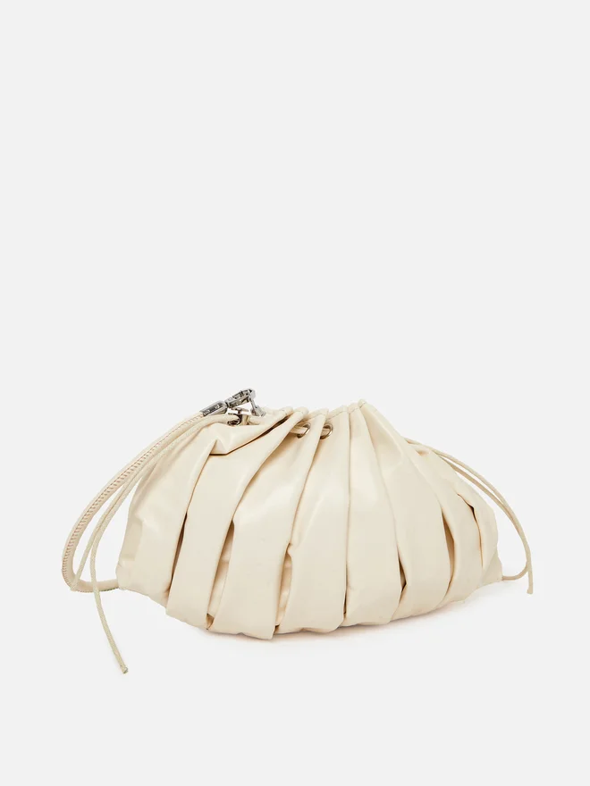 Styli Pleated Drawstring Shoulder Bag Beige