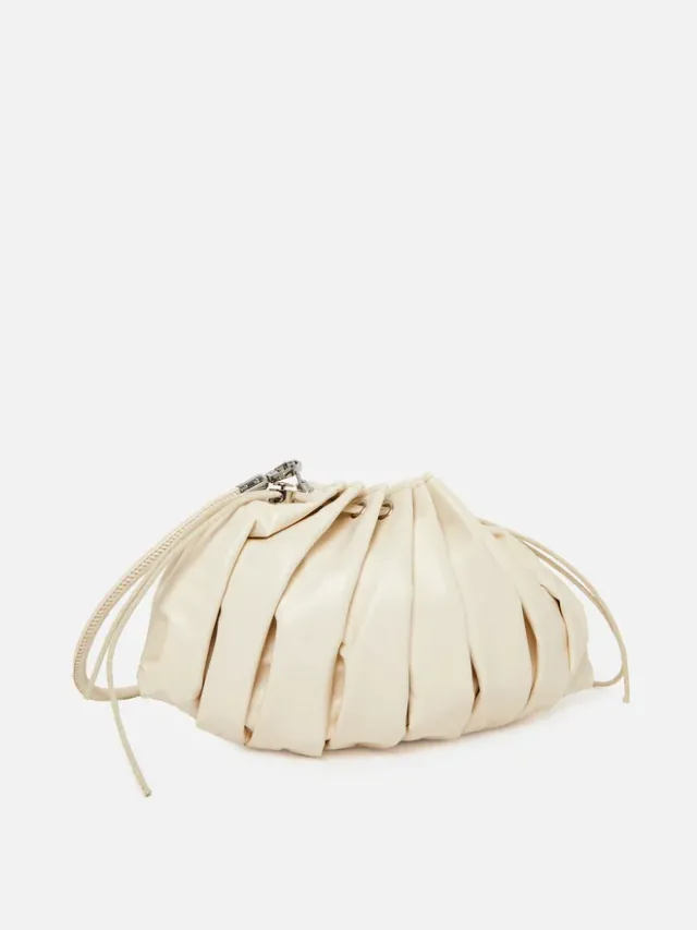 Styli Pleated Drawstring Shoulder Bag Beige