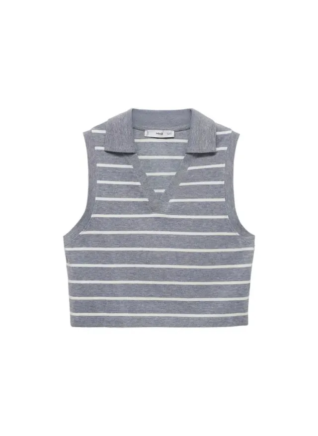 Striped Cropped Polo Shirt – image 6
