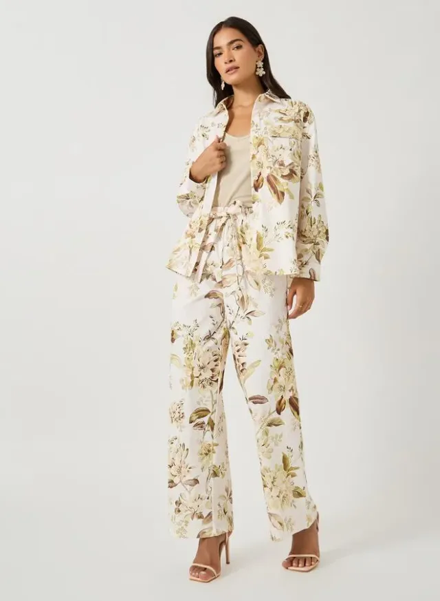 Printed Shirt & Wide Leg Pants Co-ord Multicolour